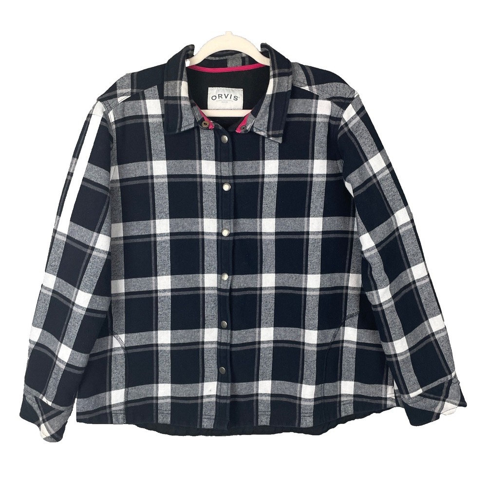 Orvis Pinnacle Fleece Lined Flannel Shirt Jacket Shacket Womens XXL Gorpcore EUC